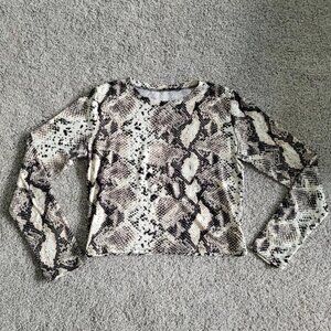Snake Print Long Sleeve Crop Top | Size XS- Small